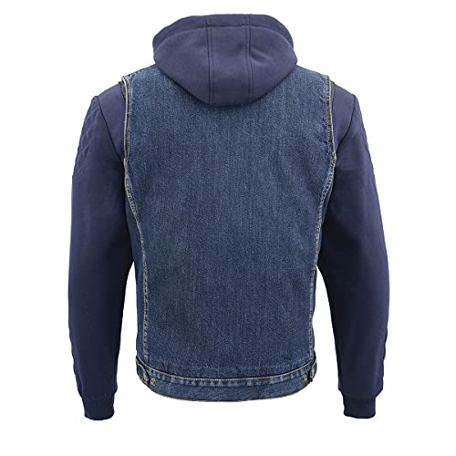 Milwaukee Leather MDM3020 Men's Blue Denim '5-in-1' Club Style Vest with Removable Hoodie4