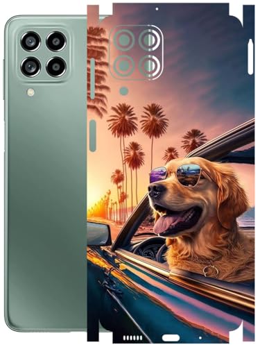 Image of AtOdds - Full Body Back Screen Guard Protector Film - Lamination Wrap Skin Sticker Compatible with Samsung Galaxy M53 (5G) | Scratchproof Matte Finish (Happy Doggo)