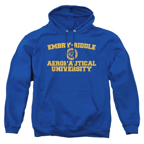 Embry-Riddle Aeronautical University-Daytona Official Circle Logo Unisex Adult Pull-Over Hoodie,Royal Blue, Medium