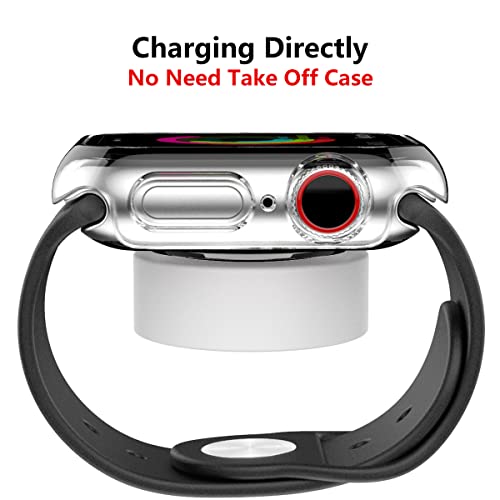 Image of HANKN 2 Pack for Apple Watch Series 6 5 4 SE 40mm Tempered Glass Screen Protector Case Clear Hard Cover Iwatch, Transparent