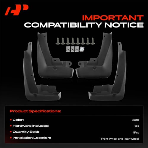 Image of A-Premium Mud Flaps, No Drilling Required Splash Guards with Accessories | Compatible with BMW X4 2019-2020 Sport Utility, Set of 4 Front and Rear