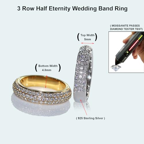 SAVEARTH DIAMONDS 1.00 Carat Round Lab Created Moissanite & Lab Grown Diamond 3 Row Eternity Wedding Band Ring For Women In 14K Gold Over Sterling Silver (VS-SI Clarity, 1.00 Cttw), Gift For Her2
