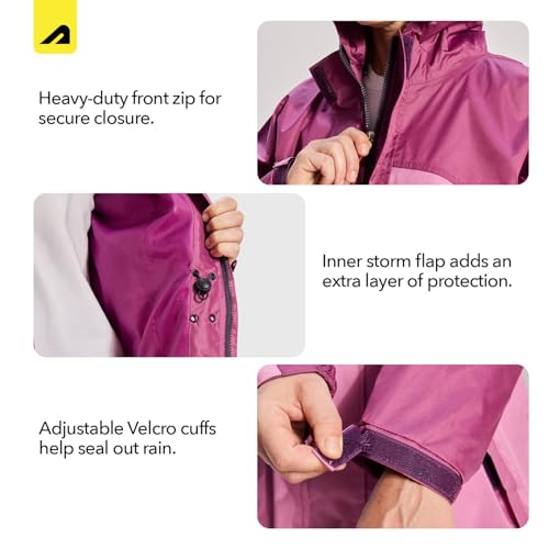 Image of Boldfit Rain Coat Set for Women Waterproof Rainwear for Women Top & Bottom Combo Easy Adjustable Rain Coat Waterproof Outdoor Rainwear for Girls- Purple, M-L