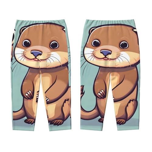 Cartoon Cute Otters print Pajama Pants Soft Micro PJ Bottoms Sleepwear Lounge Pants Comfortable Printed Design3