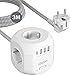 Produktbild LENCENT 4 Fach Steckdosenleiste Steckdosenwürfel Mehrfachsteckdosen 8 in 1 Cube Steckdose Steckerleiste mit 1 Typ-C Port, USB Mehrfachstecker mit 3 Meter Geflochtenem Kabel für Wandsteckdose