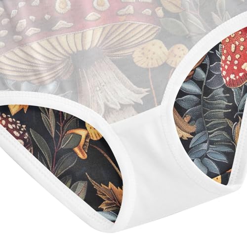 Underwear for Girls, Vintage Mushrooms Lants Toddler Girl Briefs, Girls Underwear Cotton, 2T–8 Years4
