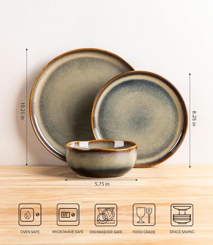Image of TheTerra Ceramic Dinnerware Sets for 8, 24 Pieces Porcelain Lightweight Plates and Bowls Sets, Scratch Resistant Dish Set, Oven & Microwave & Dishwasher Safe, Coffee Bean