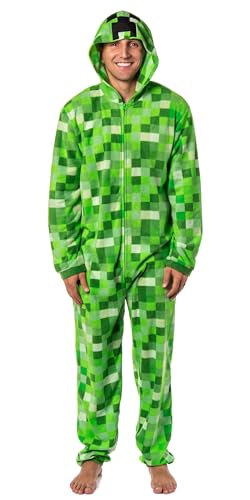 Minecraft Creeper Costume Pajama Outfit One Piece Union Suit (Large/X-Large) Green