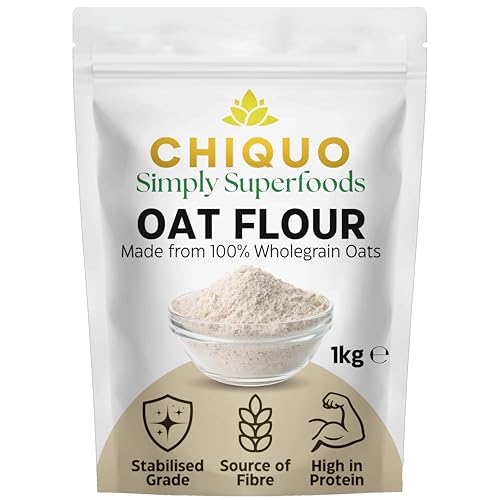 Chiquo Oat Flour 1kg - Premium Stabilised 100% Wholegrain Oats | High Protein & Fibre Low Fat | No Added Sugar | Vegan & Clean Eating Friendly | Perfect for Pancakes Baking Smoothies & Cooking