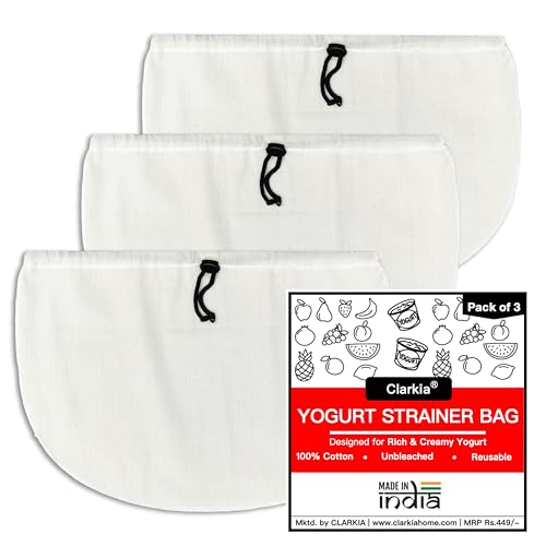 Clarkia Cotton Cheese Cloth Bag Yogurt Nut Milk Strainer - Made by Muslin Cloth for Kitchen nut Milk Bags Hung Curd Cloth Strainer Bag (3)