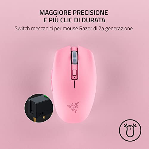 Orochi V2 - Mouse da Gioco Wireless Mobile con Durata Della Batteria Fino a 950 Ore (Design leggero, Bluetooth, Interruttori Meccanici del Mouse di Seconda Generazione) Rosa - Mouse gaming - Immagine 4