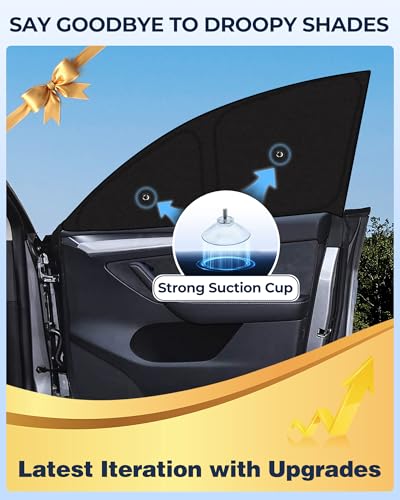 Image of Fit for Tesla Model Y Juniper 2025 2026 Car Window Shades with Suction Cups (No Falling), 8pcs Privacy Sun Shade Set for Front Windshield Side and Rear Windows, Full Window Covers for Camping Napping