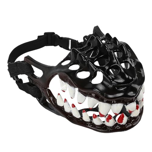 Scary Dog Muzzle – Creepy Pet Costume, Funny Dog Mask Accessory | Realistic Werewolf Mouthpiece Cover, Large Teeth Dogs Muzzle, Halloween Dogs Costume for Bark Control, Prank Gags, Outfit Fun