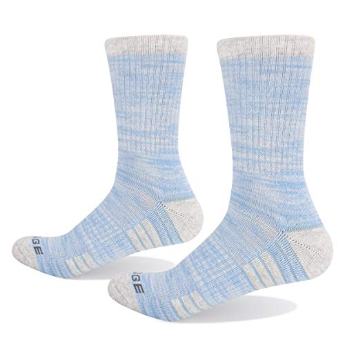 YUEDGE Women\'s 5Pairs/Pack Hiking Walking Socks Outdoor Recreation Socks Wicking Cushion Crew Socks(Blue, X-Large)