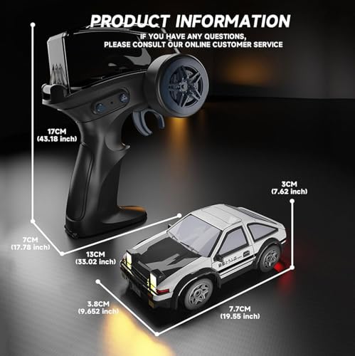 Image of Bestie toys Mini RC Drift Car for Adults, 1 /64 Rc Small RC Car Desktop Remote Control Cars with LED Lights, 4 * 4 Desk Drifting Crawler for Race, Hobby Gifts and Toys (AE86)