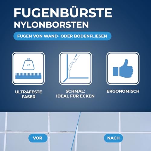 STARWAX Fugenbürste - Ideal zum Putzen von Fliesenfugen, Winkeln und Ecken Dank des schmalen Kopfes - Ergonomischer Griff - Anti-Rost