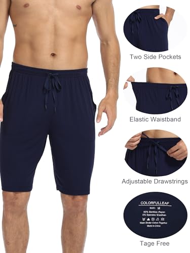 COLORFULLEAF Men's Pajama Shorts Soft Lightweight Sleep Shorts Comfy Lounge Pants with Pockets 2 or 3 Pack4