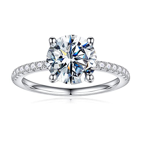 1.5CT Moissanite Engagement Rings for Women, D Color VVS1 Clarity Excellent Cut Solitaire Moissanite Rings S925 Sterling Silver Four Prongs Moissanite Engagement Rings for Women Promise Ring(8#)