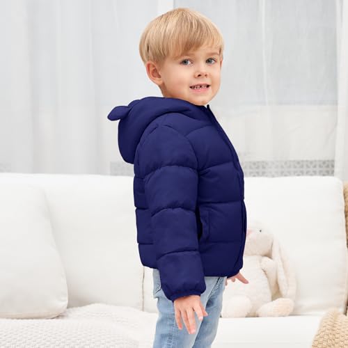 Image of Toddler Boys Girls Thicken Winter Coat Baby Fleece Warm Cute Bear Ear Hooded Jacket Clothes 2024