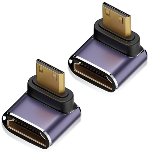 DELUXEFOX HDMI L型変換アダプタ (2個セット) HDMI オス - メス アダプタ 40Gbps高速データ転送 8K@60Hz 4K@120Hz 映像出力 テレビ HDR フルHD 対応 ポータブルディスプレイアクセサリ (上向き)