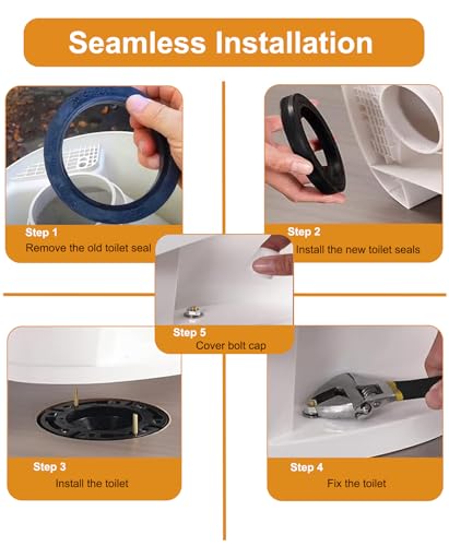 Image of RV Toilet Seal Replacement 385311652 Compatible with Dometic 300 310 320 RV Toilets, RV Toilet Floor Flange Seal Kit with Mounting Hardware, Camper RV Toilet Replacement Parts