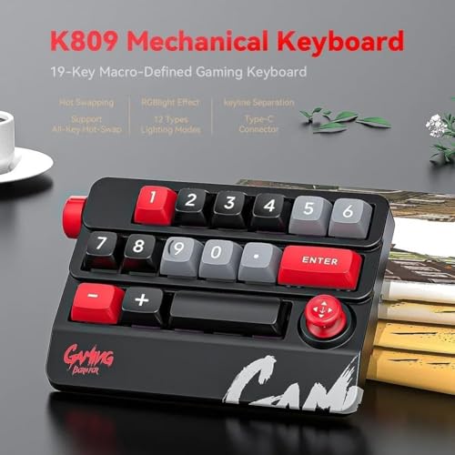 Image of Wired USB-C Connection Numeric Keypad Red Axis Programmable Hot Swap Compatible Mini Keyboard with Joystick Compatible with Windows PC, Numeric Keypad Mechanical Buttons Gaming