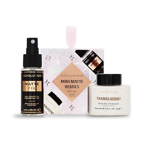 Revolution Beauty Mini Matte Heroes Set de Maquillaje, Kit Mini con Spray Fijador Mate & Polvo Translúcido, Vegano & Libre de Crueldad