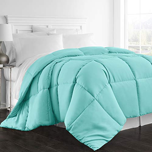 Beckham Hotel Collection 1300 Series - All Season - Luxury Goose Down Alternative Comforter - Hypoallergenic - Queen/Full - Aqua