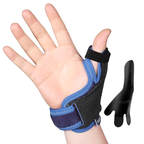 Velpeau Thumb Wrist Support Brace, CMC Thumb Spica Splint for Arthritis Pain, De Quervains Tenosynovitis, Trigger Thumb, Tendonitis, Sprain, Fits Both Left or Right Hands (Plastic Insert Ver
