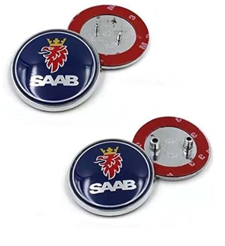 BENZEE AM11 2pcs Set Blue SAAB Front Bonnet + Rear Boot Car Emblem Badge Sticker