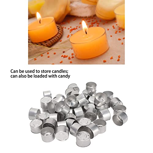 Demeras 100PCS Empty Aluminum Boxes Metal DIY Empty Aluminum Tealight Candle Box Aluminum Tea Light Tins Aluminum Metal Tealight Candle Holder - Image 3