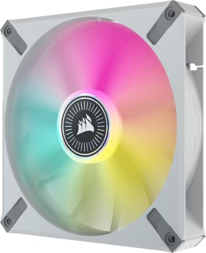 Image of CORSAIR ML140 RGB Elite, 140mm Magnetic Levitation RGB Fan with AirGuide, 2-Pack with Lighting Node CORE - White Frame
