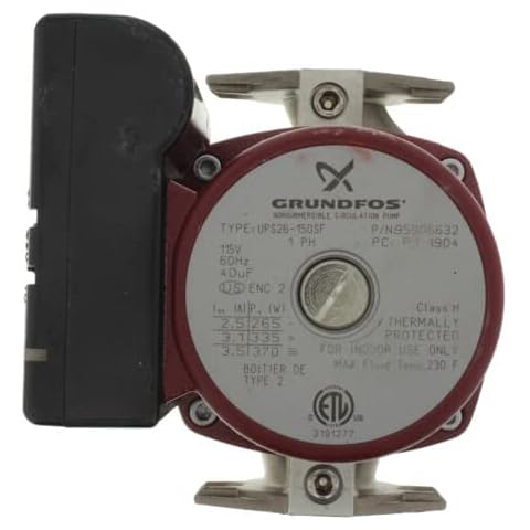 Grundfos UPS26-150SF 115V Three-Speed Stainless Steel Circulator Pump, Red Cover