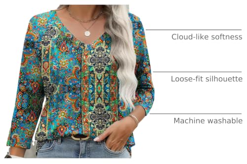 Image of Zeagoo 3 /4 Length Sleeve Womens Tops Casual V Neck Shirts Soft Basic Tees Business Work Blouses