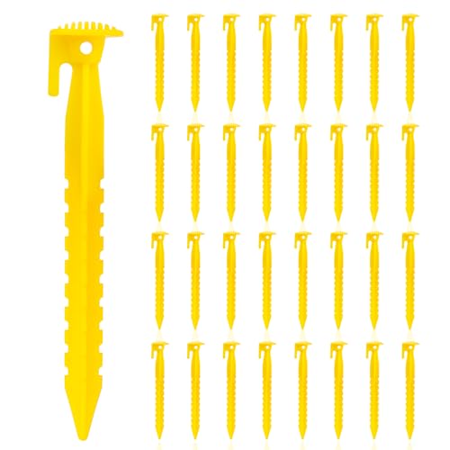 KEJJNYER 36 Pack Plastic Tent Stakes Heavy Duty, 9 Inch Plastic Yard Stakes for Outdoor Inflatables Beach Tent Stakes, Plastic Tent Pegs for Sand, Camping, Gardening