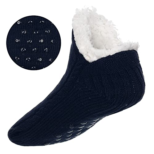 ZYZX Cute Fuzzy Slipper Socks - Winter Warm Funny Non-Slip Knit House Socks With Grips - Fleece-Lined Fluffy Bed Socks for Women - Gifts4