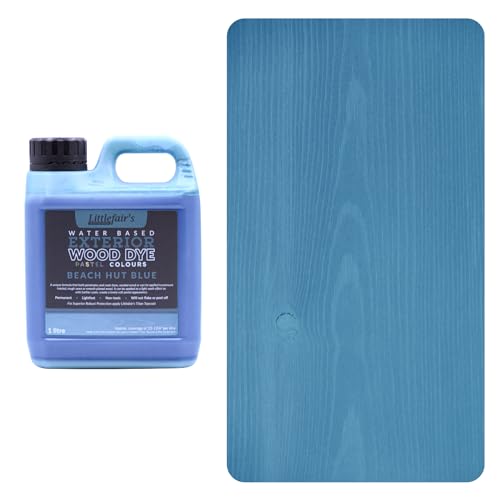 Littlefair's Holzlasur Außen 1ltr - Holzlasur Für Natürliche Holzmaserung - Wasserbasierte Holz Lasur - Schnell Trocknend, Schützt Und Umweltfreundlich - Farbe:Strandhütte Blau)
