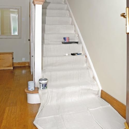 Poussière de coton d'escalier pour peinture, taille 24x3ft, feuille de poussière d'escalier, sol, feuille de poussière de couloirs - Feuille de poussière...