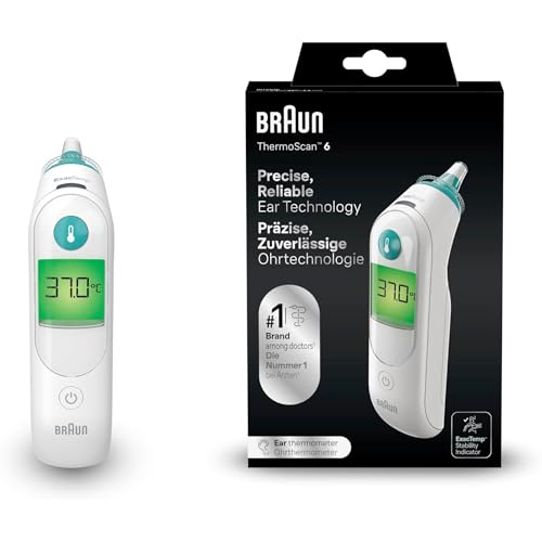 Braun ThermoScan 6 Ear thermometer - Colour-coded Digital Display - ExacTemp Stability Indicator - Baby and infant friendly- #1 Brand among doctors-Packaging may vary