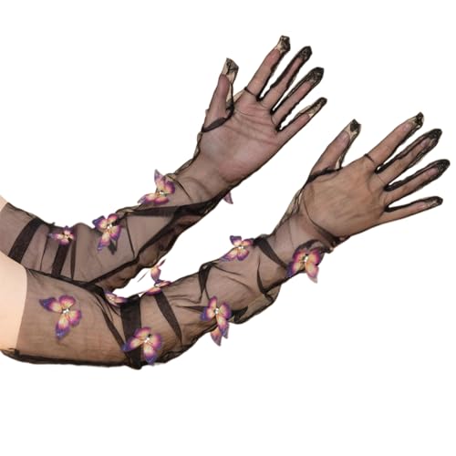 Evening Party Gloves For Women Girl Elegant Lace Butterfly Gloves Halloween Accessories Gloves Long Gloves For Gowns