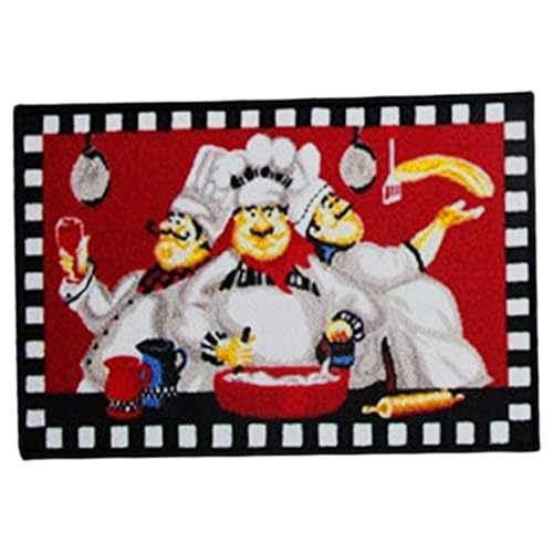 Alfombras de cocina de 24x16 lavables con base sin deslizamiento y estampado de chef 2