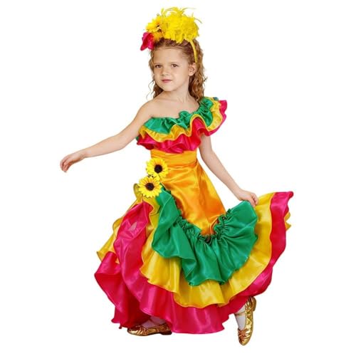 Disfraz de flamenca española para niña con diseño girasol miniatura 2