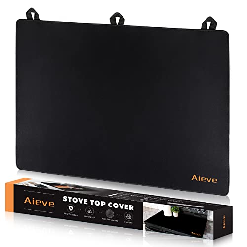 AIEVE Stove Covers, Heat Resistant Glass Stove Top Covers Electric Stove Cover Electric Stovetop Protector Washer Dryer Top with 3 Pack Hooks for Prevent Scratching and Expand Stove Space (31" Ã— 24")
