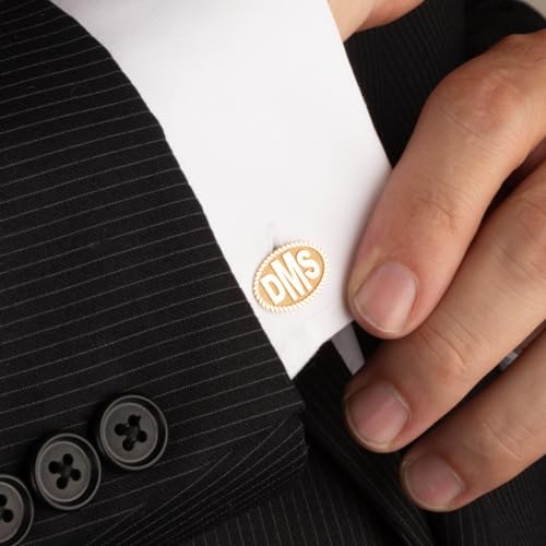 Certified 14k Yellow Gold Personalized Engraved Initial Monogram Cufflinks Custom 3 Letters2