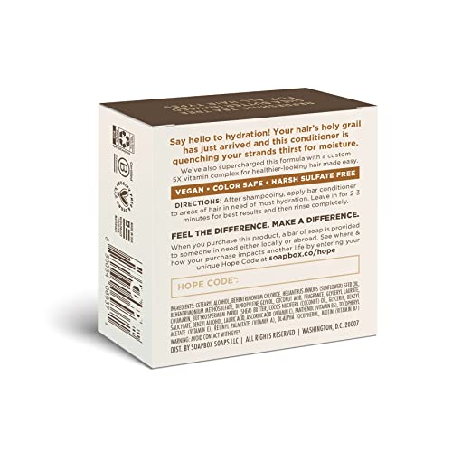 Soapbox Hair Conditioner Bar With Coconut Oil To Moisturize And Nourish Dry Damaged Hair - 2Oz Solid Conditioner, Low Plastic, Vegan, Sulfate Free, Paraben Free Hair Care #TOP2