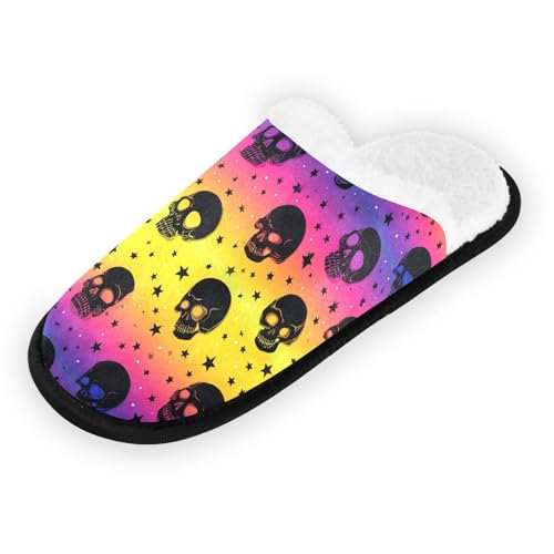 Yellow Skull Gradient Slippers For Women Men Soft Memory Foam Non-Slip Halloween Winter Indoor House Shoes Travel Slipper2