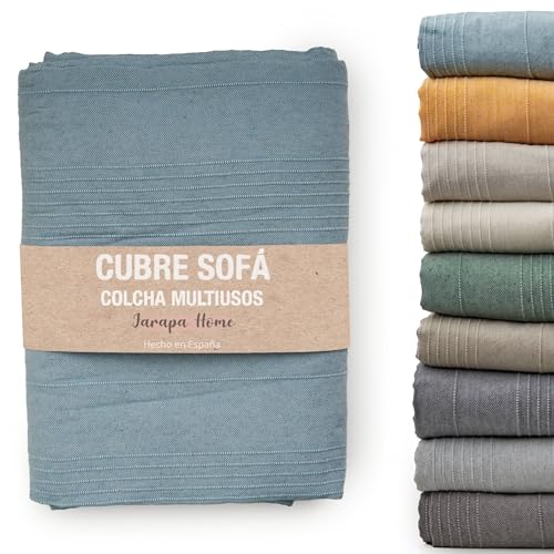 Colcha cama y colcha multiusos para sofás, colchas blancas. Plaid multiusos, cubre sofá, tejido resistente y de calidad, hecho en España. Colchas cama 150 modernas, 135, 90. (Azul, 140x180 cm)