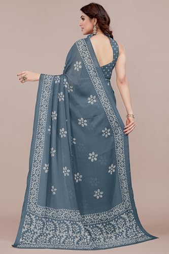 Image of MIRCHI FASHION Saree for Woman Chiffon Batik Printed | Lightweight Daily Wear Women's Office Sari with Blouse Piece (Available in 40 Colours)