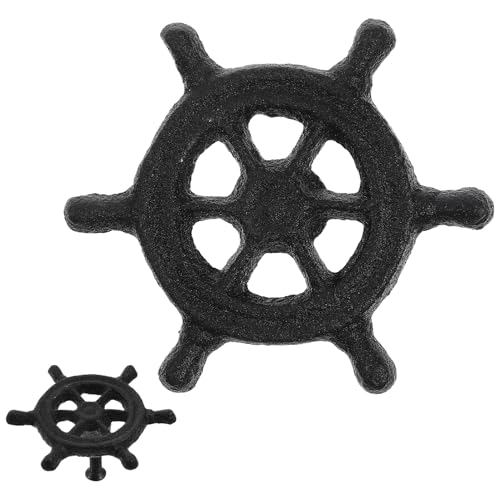 Anneome 2 Piezas Tiradores de Hierro Fundido para Armarios Infantiles Estilo Océano de Pomos Vintage para Cajoneras y Cocinas Manijas Resistentes y Fáciles de Instalar Acabado Negro Mate