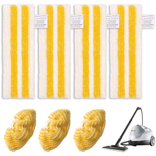 YOOULIT 7 Stück Mikrofaser-Wischbezüge Set für Kärcher EasyFix SC2 SC3 SC4 SC5 Dampfreiniger Zubehör inkl. 4 Tüchern & 3 Ersatzbezügen für Kärcher Dampfreiniger Reinigung